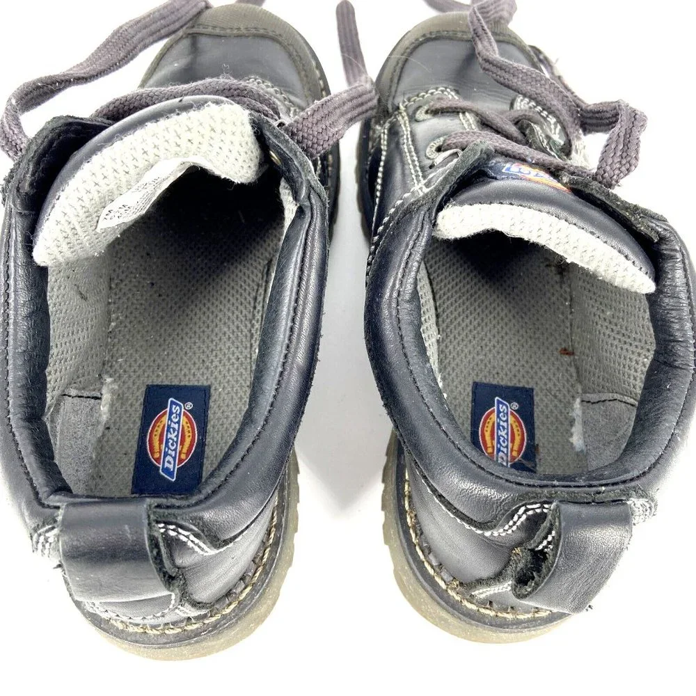 VTG Dickies Leather Lug Sole Shoes Black Womens Size 7 Genuine Grunge Speed Lace - Picture 4 of 16